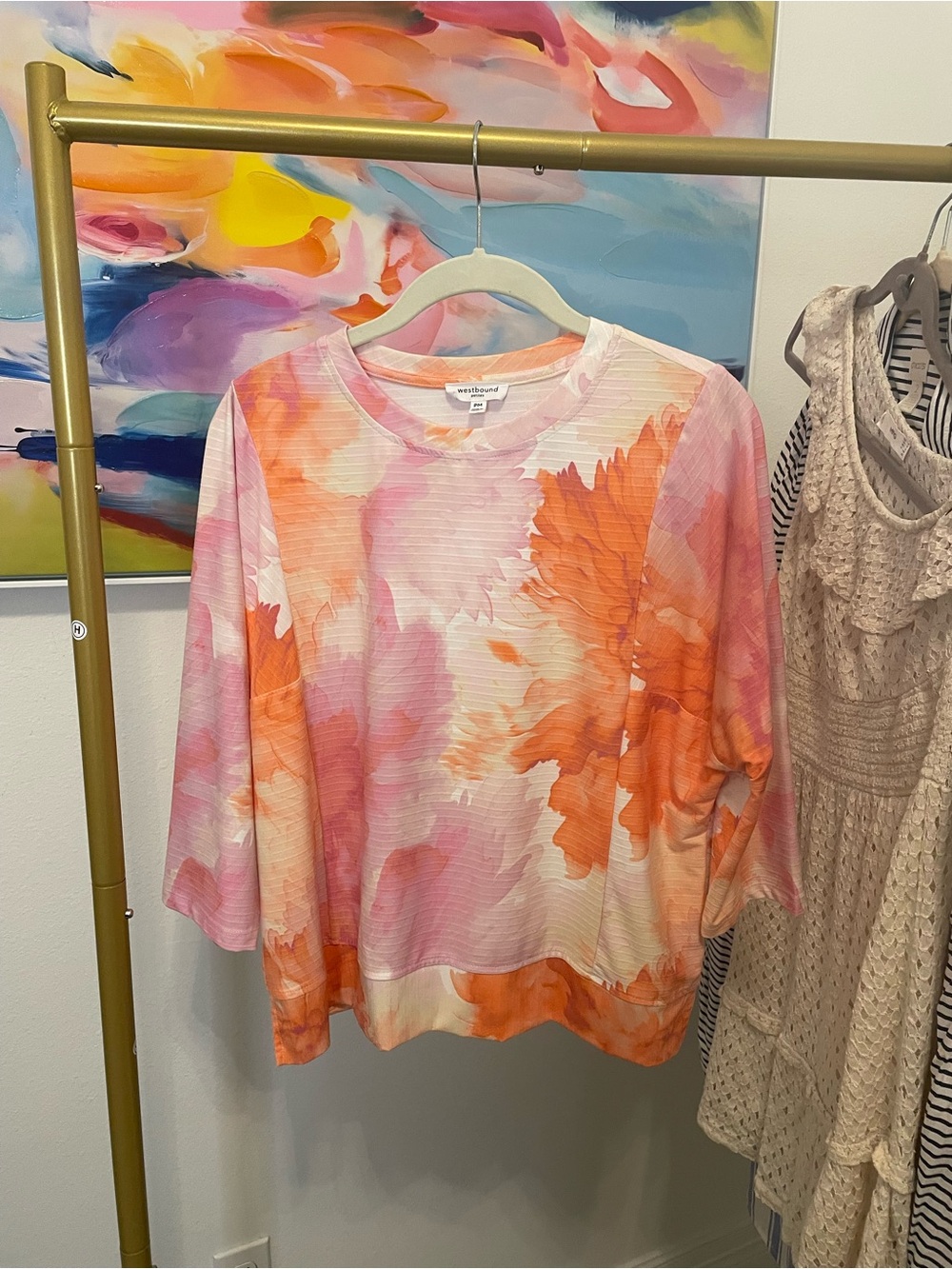 Westbound Pink & Orange Watercolorโ Crewneck Sweatshirt Medium Floral